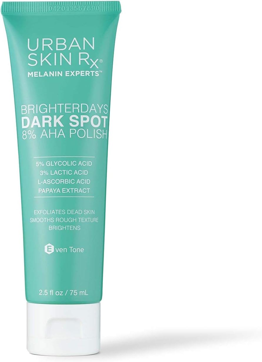 BrighterDays Dark Spot Facial Scrub + Treatment Mask, USRx®, Exfoliate, Smooth and Brighten the Look of Uneven Skin Tone, 8% Alpha Hydroxy Acids, Formulated with Glycolic and Lactic Acid, 2.5 Oz