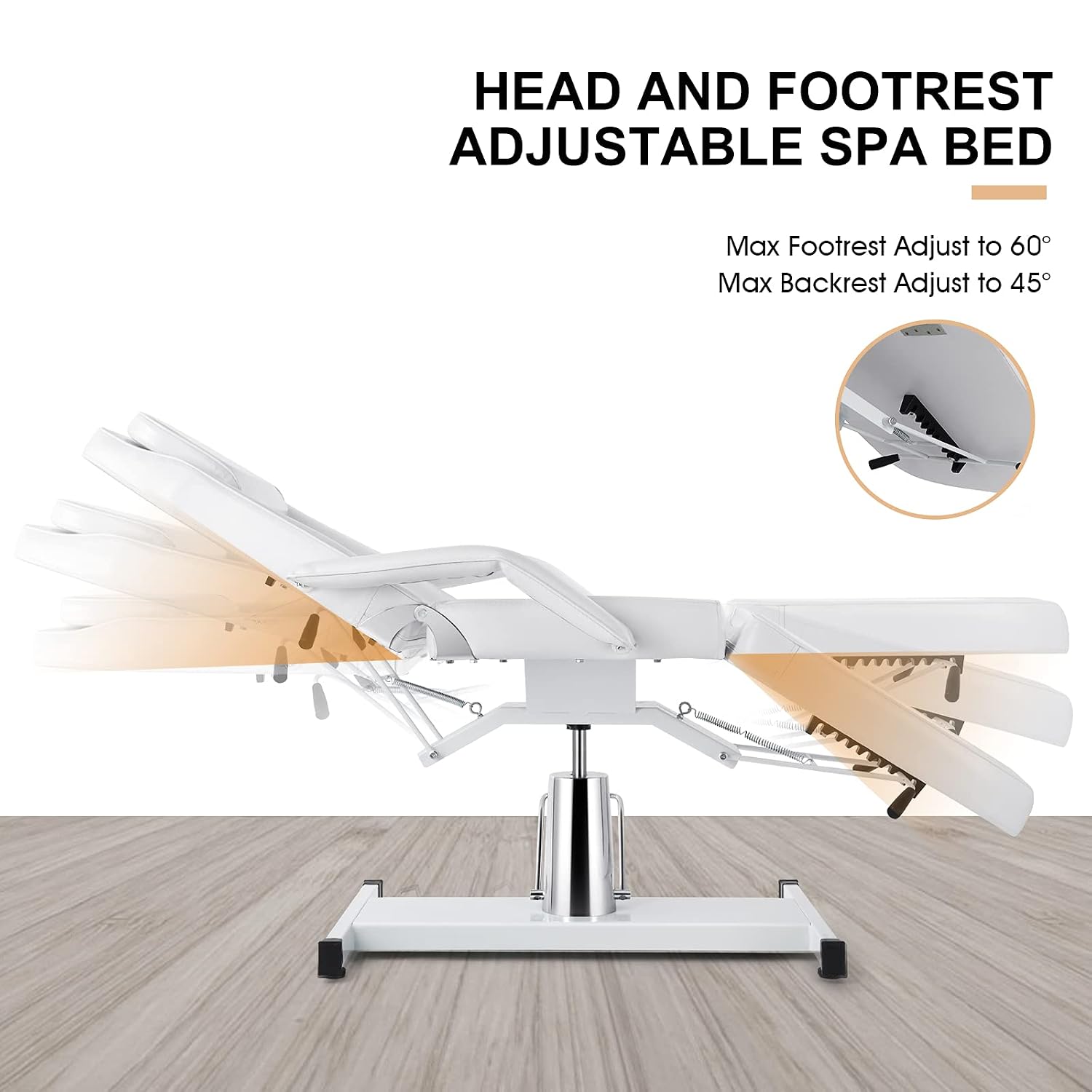 Artist hand Hydraulic Facial Table Tattoo Chair Massage Bed Adjustable Professional for Esthetician Beauty Spa Lash Bed for Eyelash Extensions Salon Equipment Barber Salon (White)