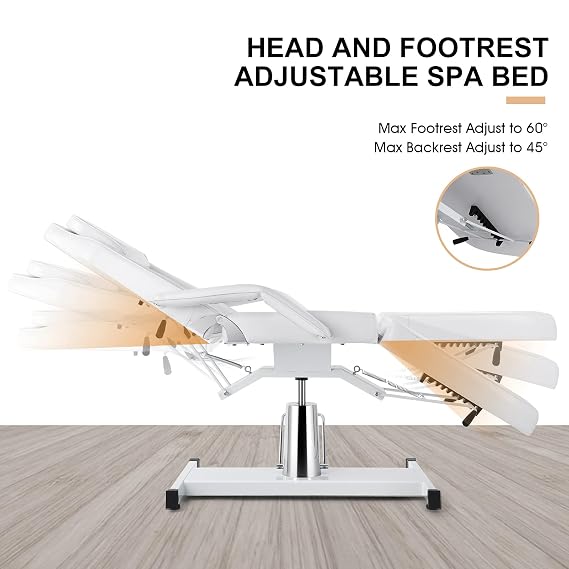 Artist hand Hydraulic Facial Table Tattoo Chair Massage Bed Adjustable Professional for Esthetician Beauty Spa Lash Bed for Eyelash Extensions Salon Equipment Barber Salon (White)