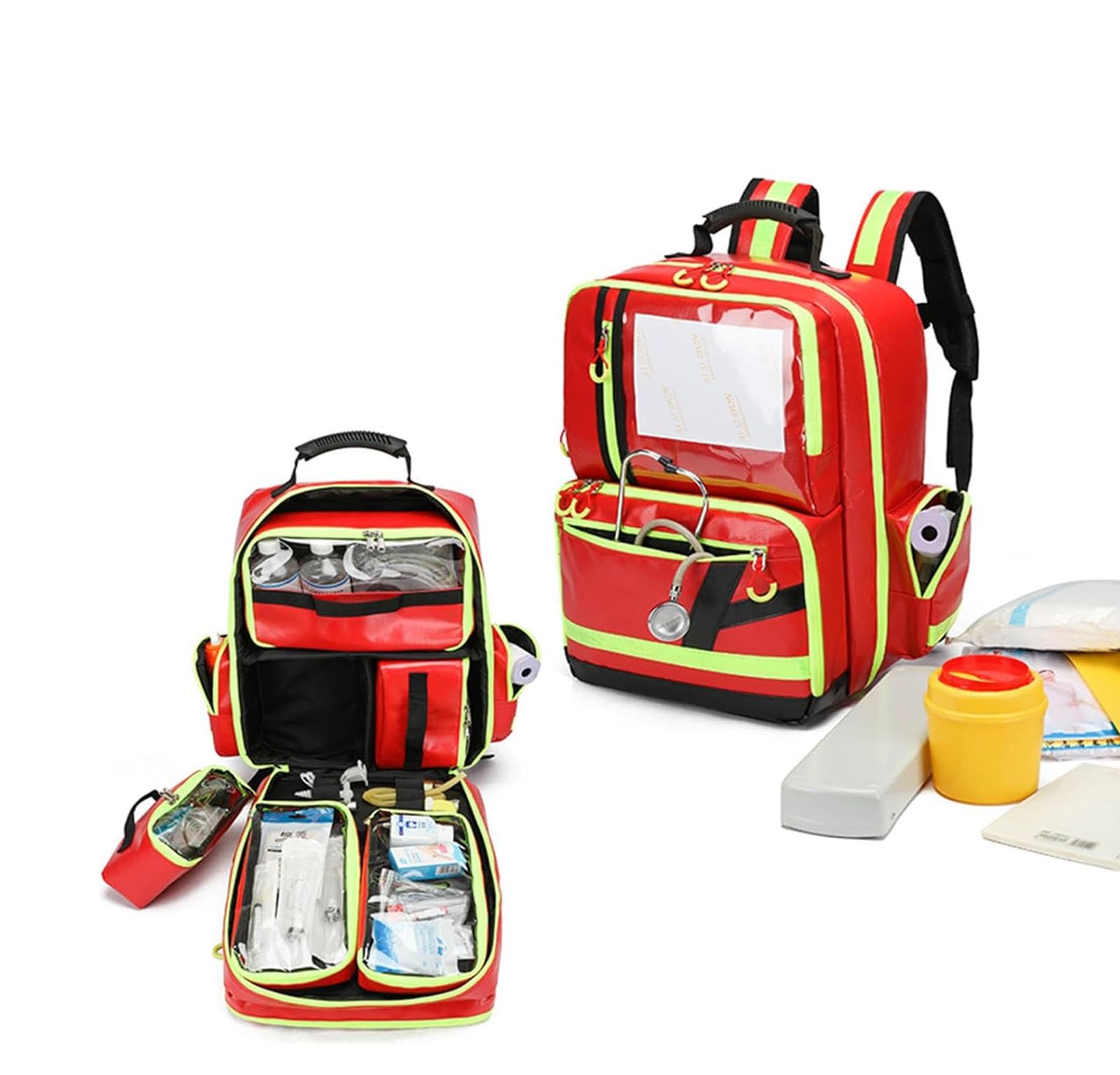 Sac à dos professionnel de premiers secours vide, sac à dos de premiers secours pour ambulanciers et fournitures d'urgence, idéal pour la voiture, la maison, le camping et la randonnée(45*35*20cm)