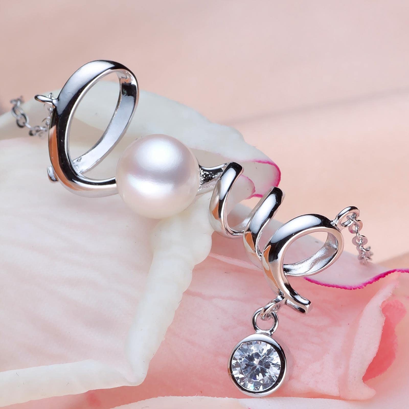 LOKILOKI Perlas Naturales Collares Y Colgantes De Perlas De Agua Dulce, Joyas De Plata De Ley 925 Joyas Nuevas para Mujeres Carta De Amor