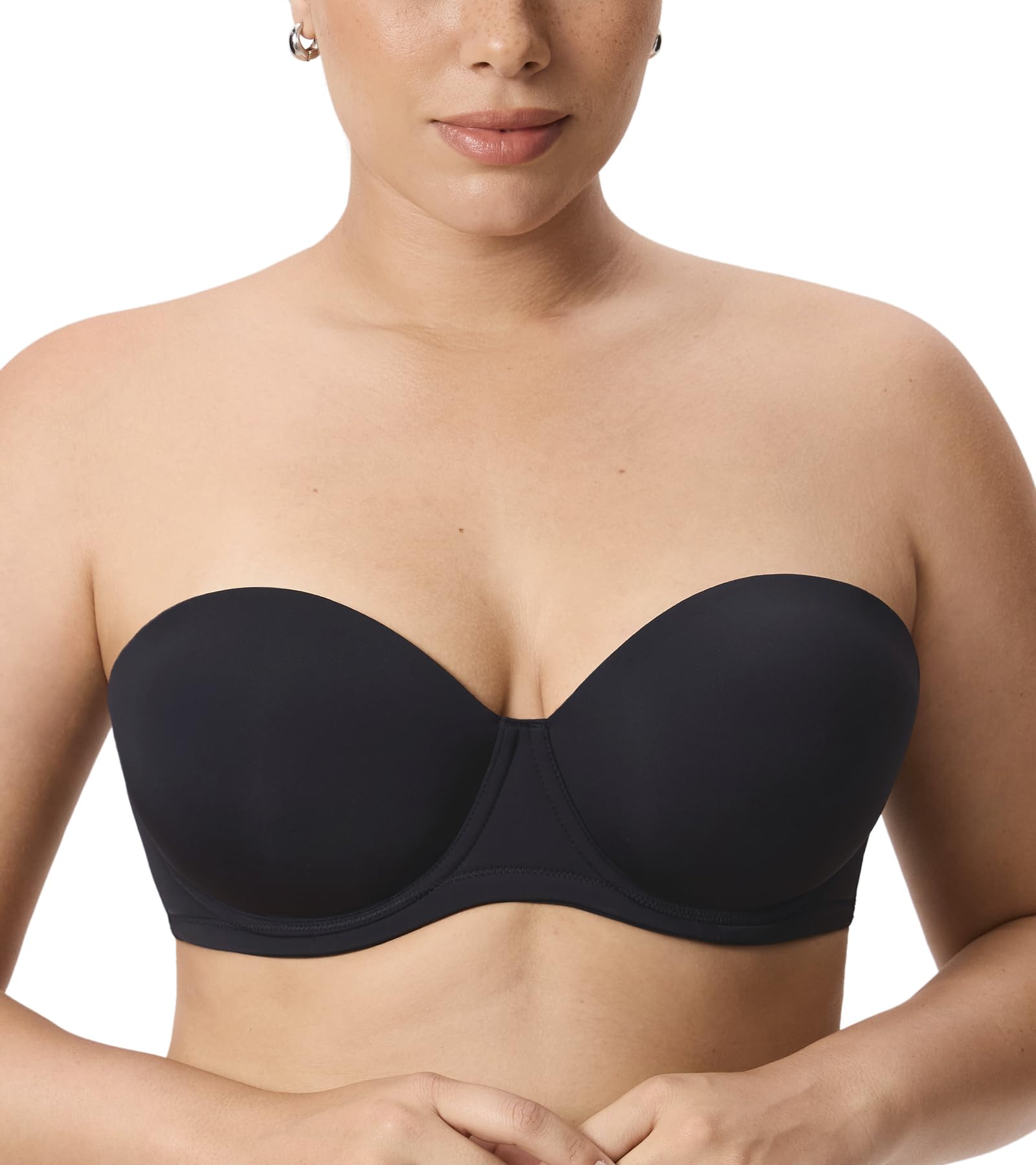 DELIMIRA Women's Lightly Padded Plus Size Strapless Bras