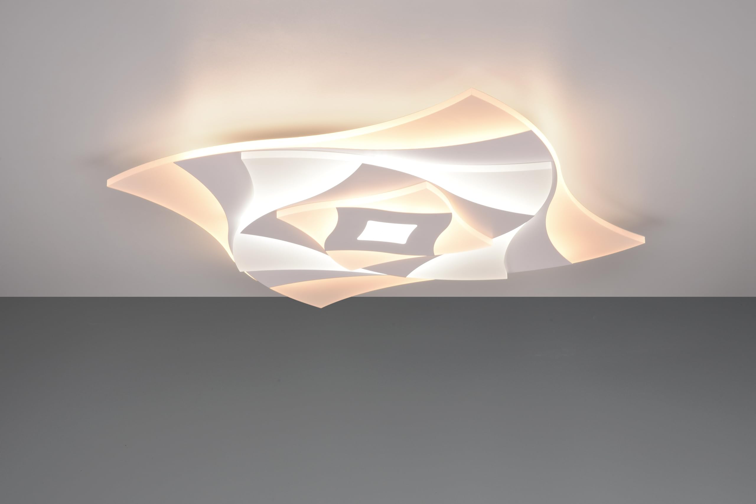 Trio Leuchten LED Deckenleuchte Akita 647110131, Metall Weiß matt, Acryl, inkl. 56 Watt LED, Fernbedienung, Dimmbar, Farbwechsel |