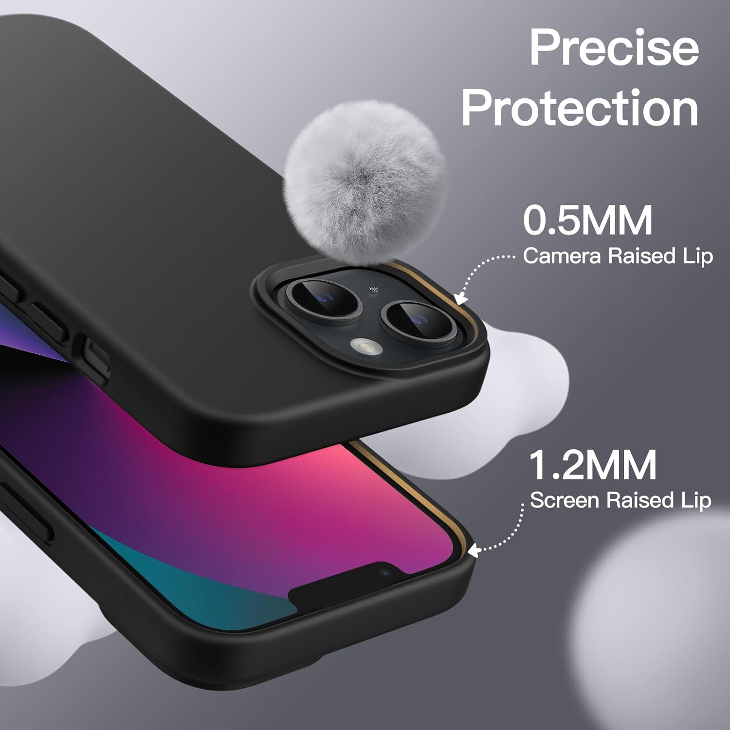 JETech Silicone Case for iPhone 13 6.1-Inch, Silky-Soft Touch Full-Body Protective Phone Case, Shockproof Cover with Microfiber Lining (Black) - Image 5