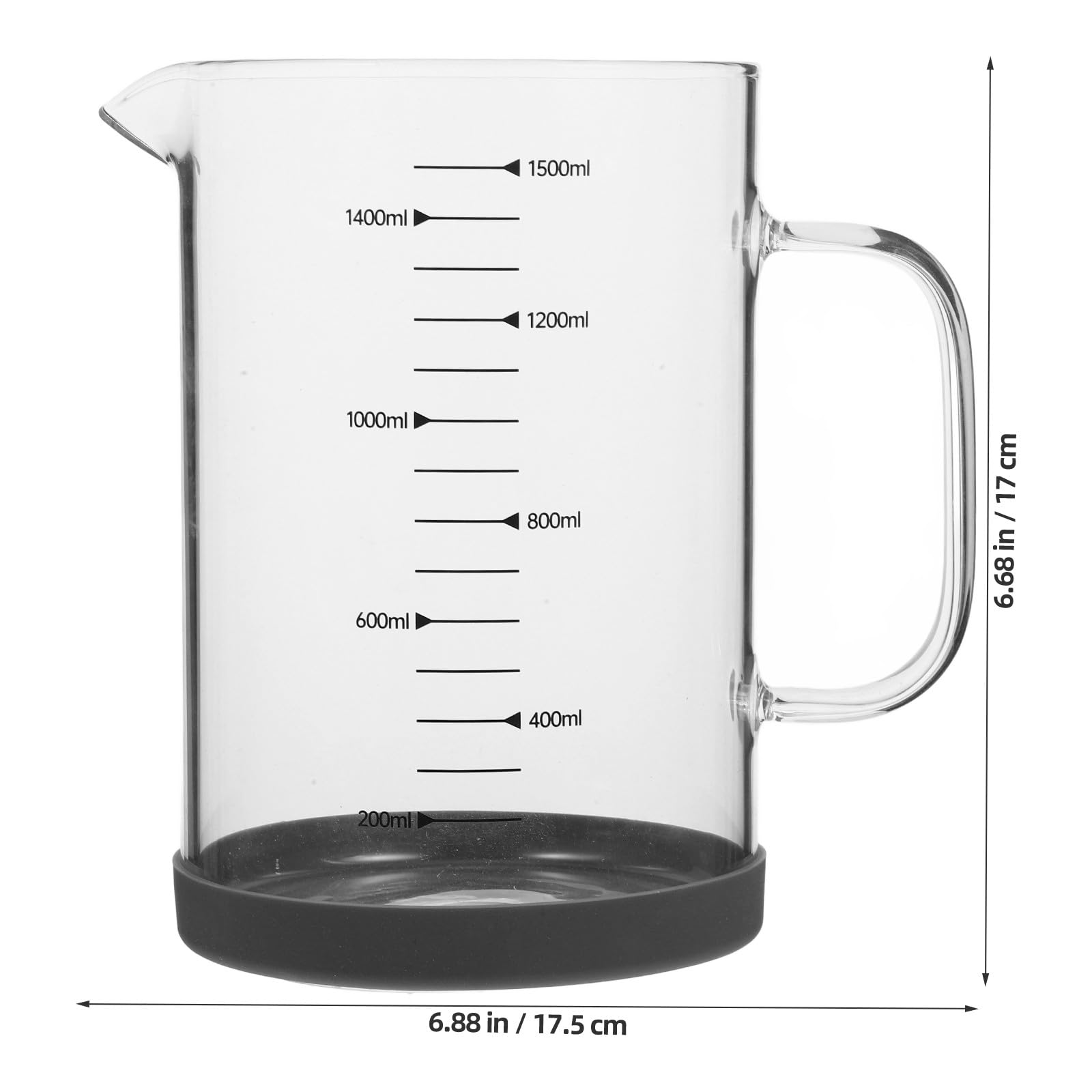 TOYANDONA Misurino in Vetro Borosilicato 1500 Ml Beccuccio Facilitato per Versamento Adatto a Hotel e Uso Quotidiano per Misurazioni Precise