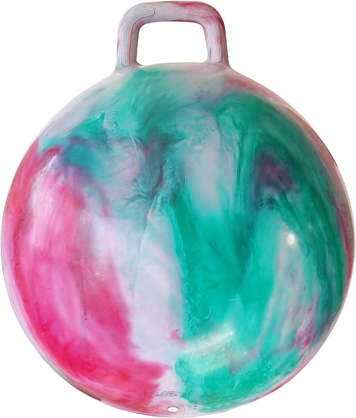 AppleRound Space Hopper Ball with Air Pump: 28in/70cm Diameter for Age 13 and Up, Kangaroo Bouncer, Hippity Hoppity Hop Ball for Teens and Adults, Aurora Colors (Red & Green)