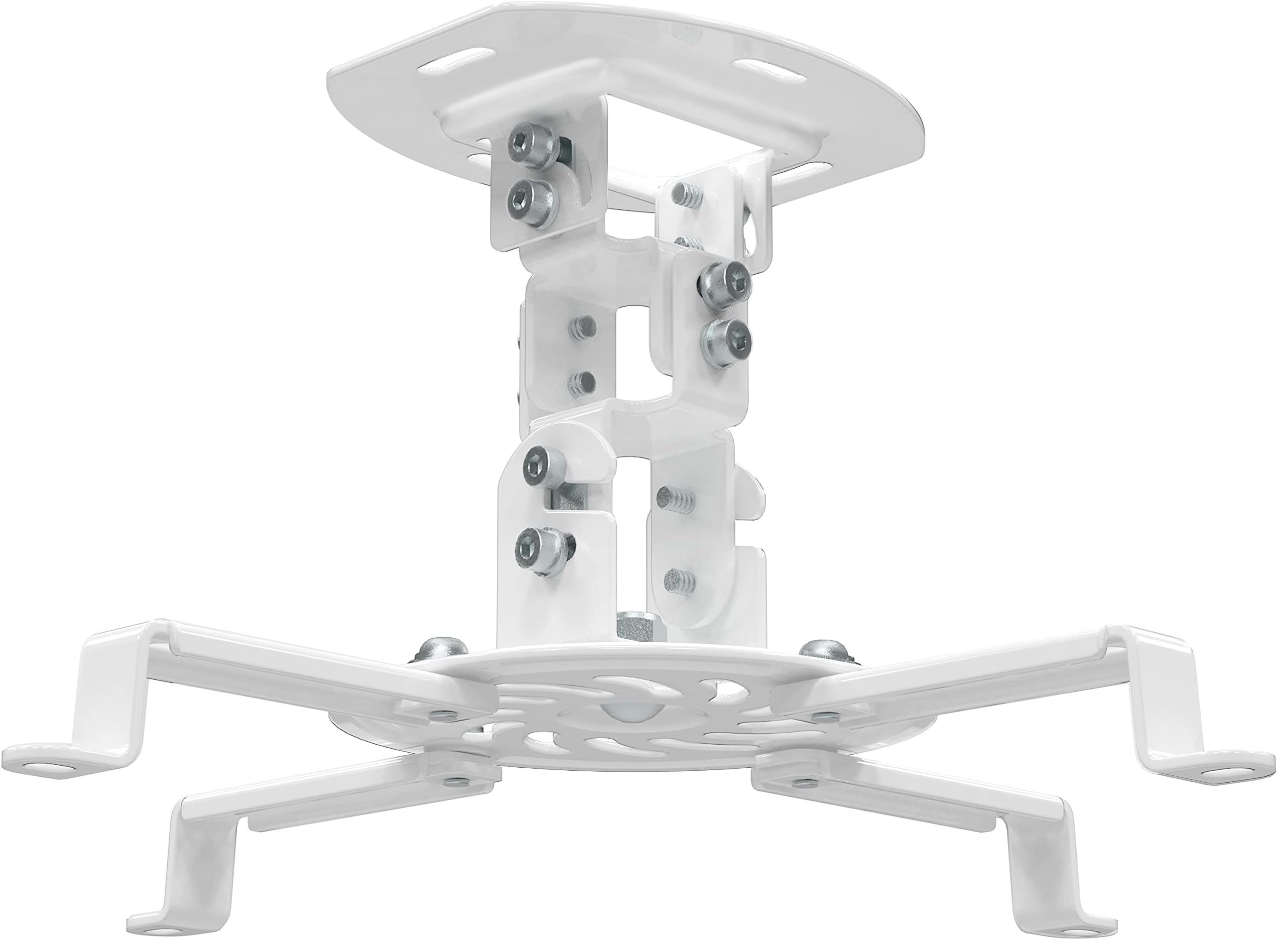 Projector Ceiling Mount, Universal Low Profile Projector Mount with Retractable Arms and Multiple Adjustment Function (PM-002-W), White