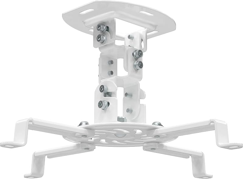 WALI Soporte de Techo para Proyector, Soporte Universal para Proyector de Perfil Bajo con Brazos Retráctiles y Función de Ajuste Múltiple (PM-002-W), Blanco
