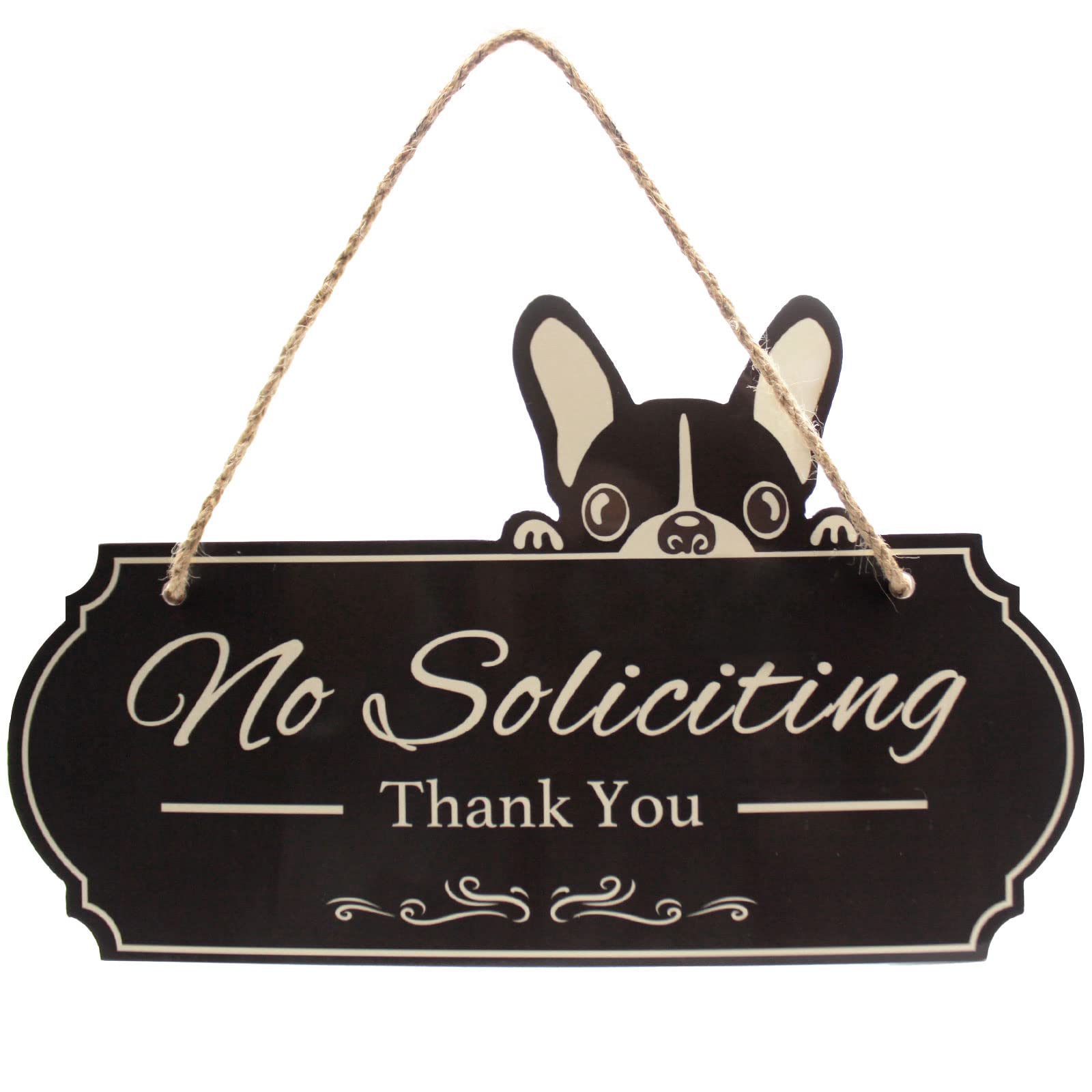 No Soliciting Sign for House - Funny Rustic No Soliciting Outdoor Yard Signs for Door Yard Decoration Gifts for Dog Owner, for Home House and Business | Made with Organic Board 12"x7.3"
