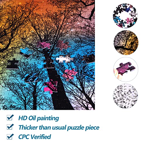 Bgraamiens Puzzle-Forest Under Starry Night-1000 Pieces Creative Color And Lines Jigsaw Puzzle Color Challenge Puzzle #TOP2