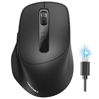 TECKNET Wireless Mouse, BT 5.0/2.4G, Rechargeable Silent 6 Buttons, Black - Amazon product rated Grade A