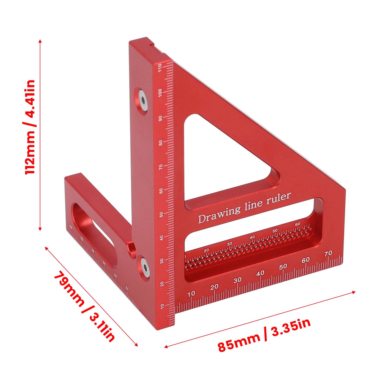 3D Multi Angle Measuring Ruler, 45 90 Degree Woodworking Square Protractor High Precision Layout Measuring Tool for Engineer Carpenter