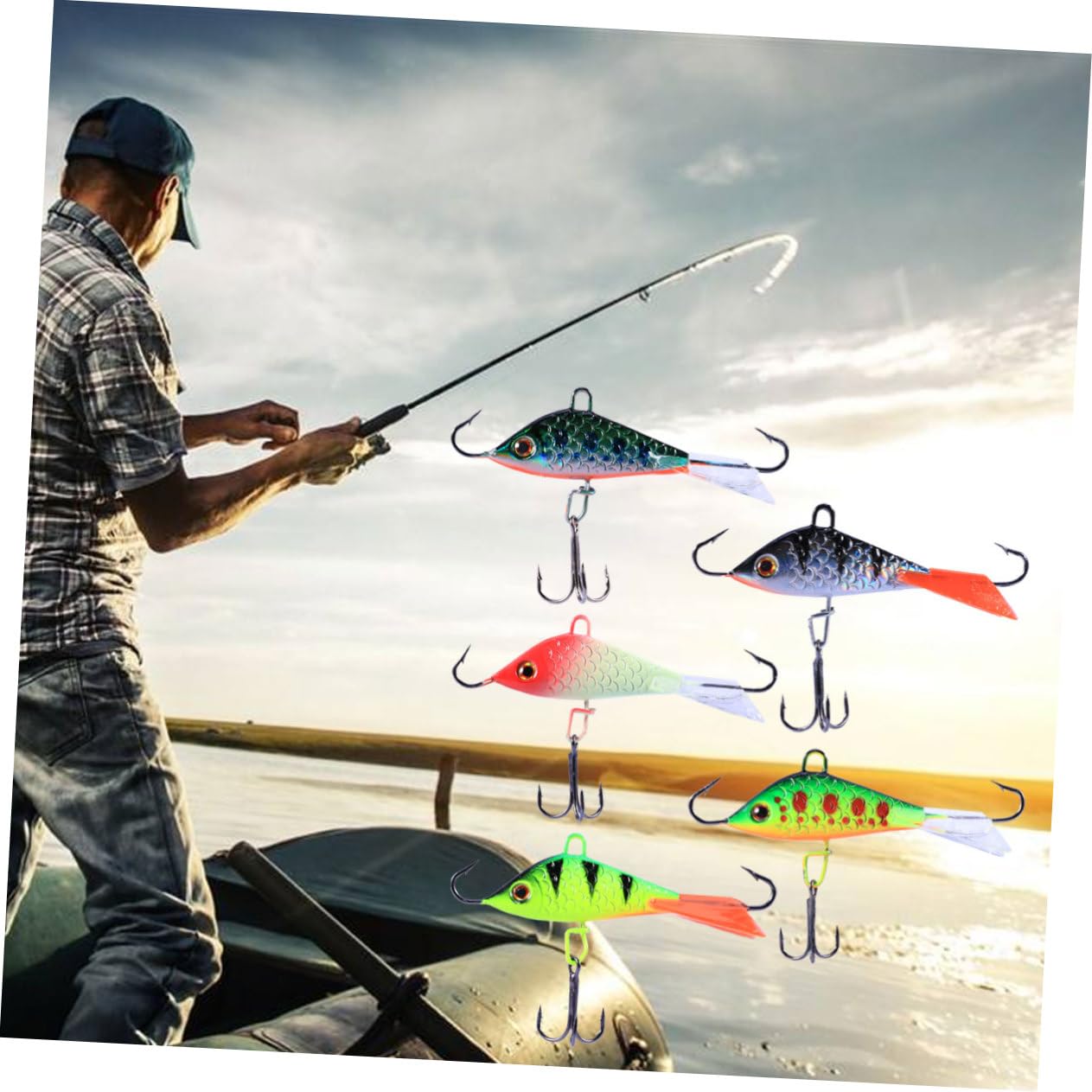 Mipcase 3 Set Di Esche Da Pesca Per Spigole 50 Mm 7 5 G Esche Artificiali Aspetto Realistico Esca in Metallo Duro Per Spigole E Lucci 5 Pz * 3