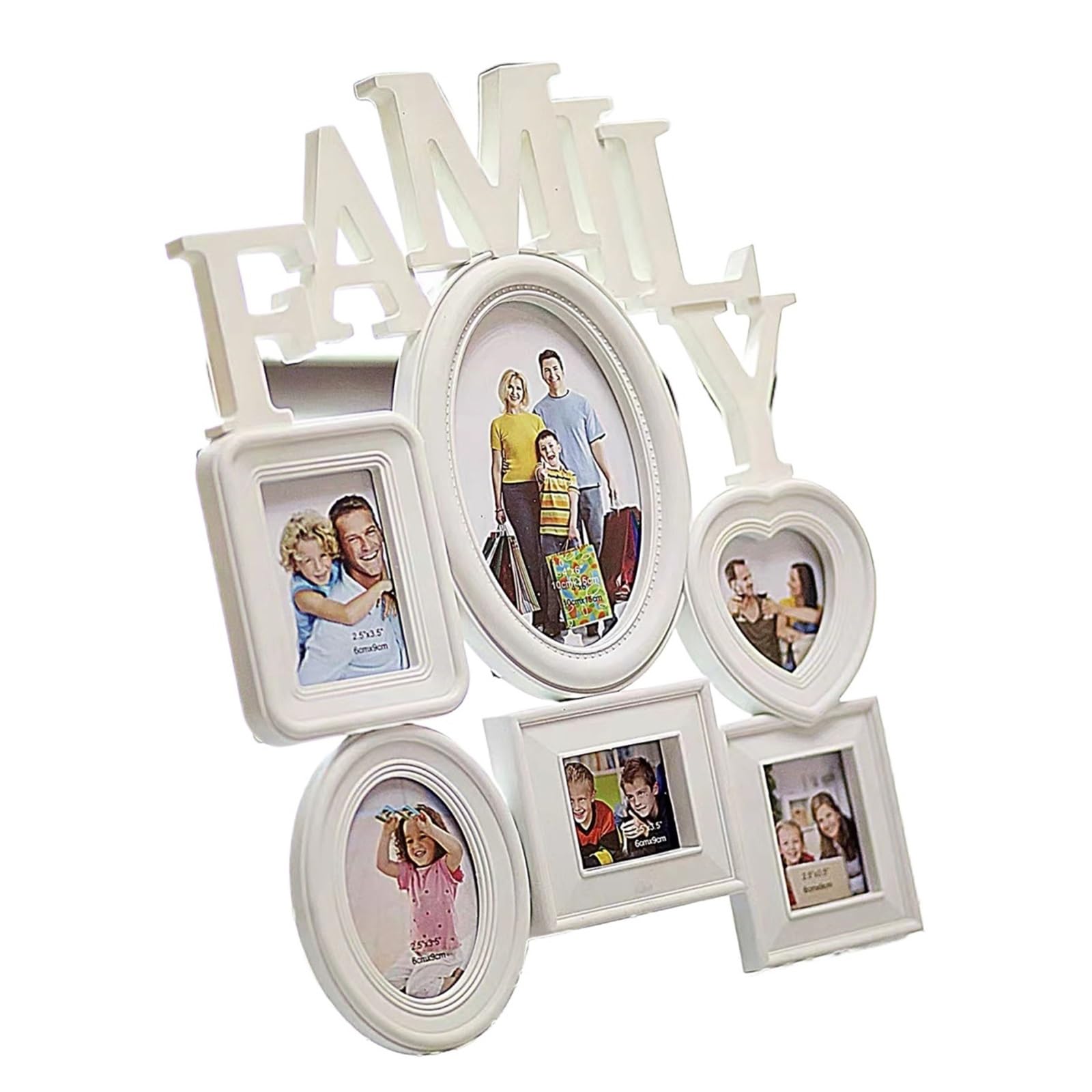 DAJGRHE Photo Frame 6 Pictures Family Photo Frames Wall Mount Frame Home Room Ornament(WHITE)