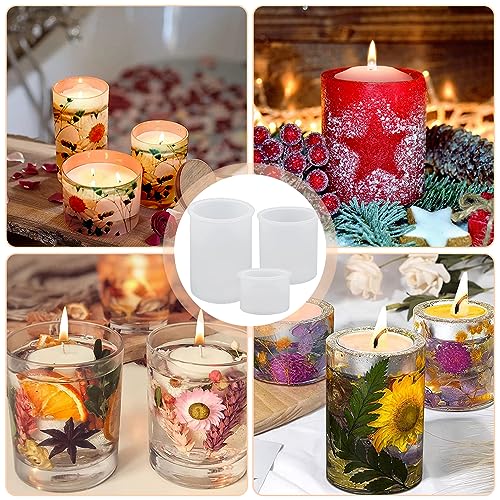 Miniatura 6 de Yotutun 3pcs Moldes Para Velas Cilindro, 3d Cilíndricos De Silicona Kit Moldes Soporte Para Velas De Cemento Diy Forma De Hacer De Aromaterapia Para Hacer Velas Jabón Hecho A Mano Velas Perfumadas