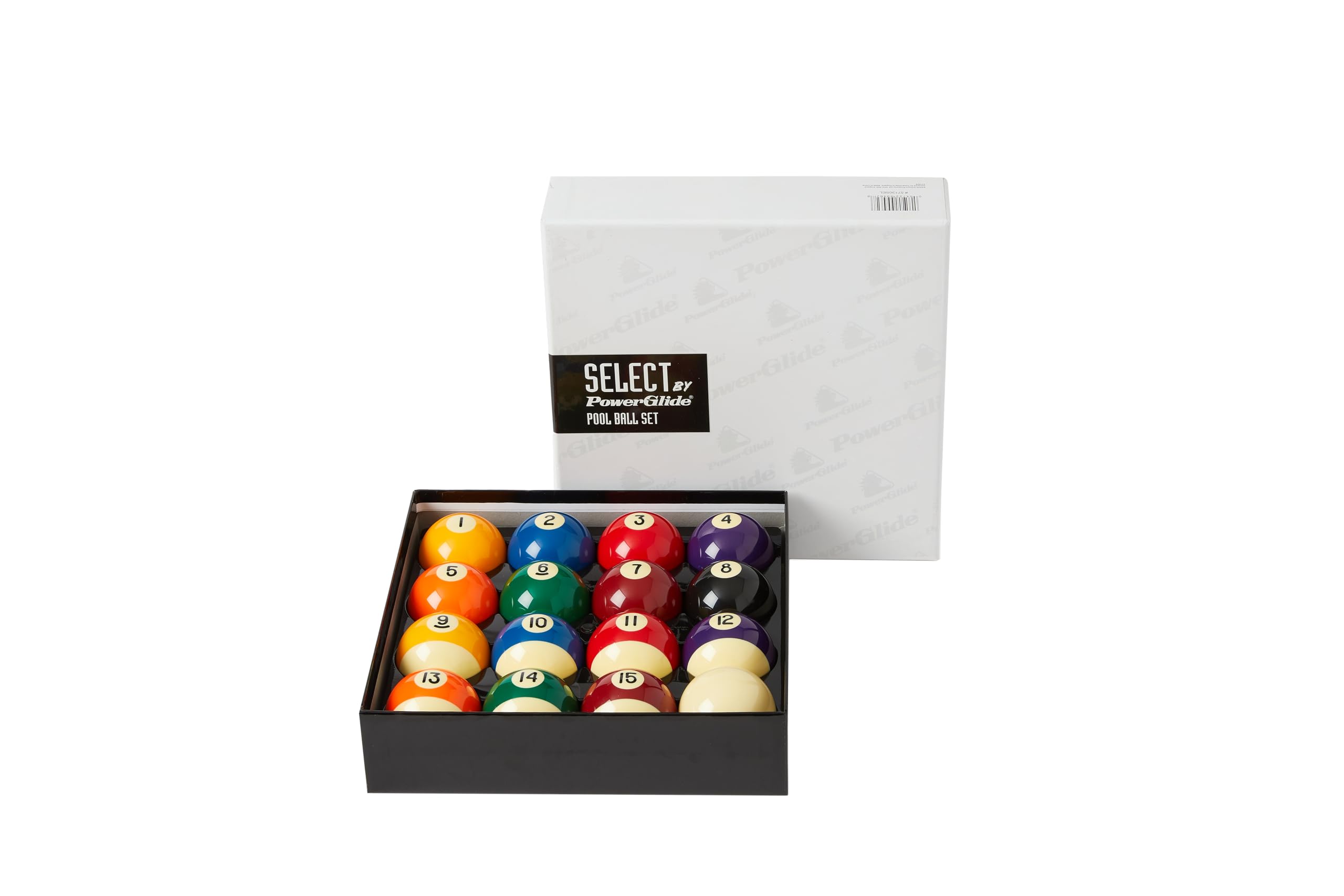 POWERGLIDE16 Ball Pool Billiards Set | Spots and Stripes | Tournament | 1 7/8", 2", 2 1/4" Full Size | Boxed