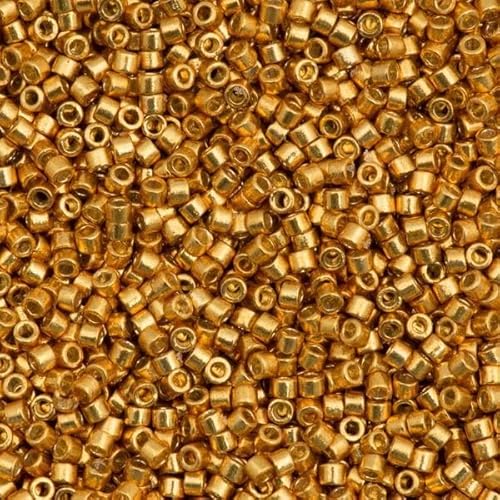 5 g Miyuki DELICA Seed Beads Rocailles, Size 11/0, Duracoat Galvanized Yellow Gold (# DB1833), Japan, Glass
