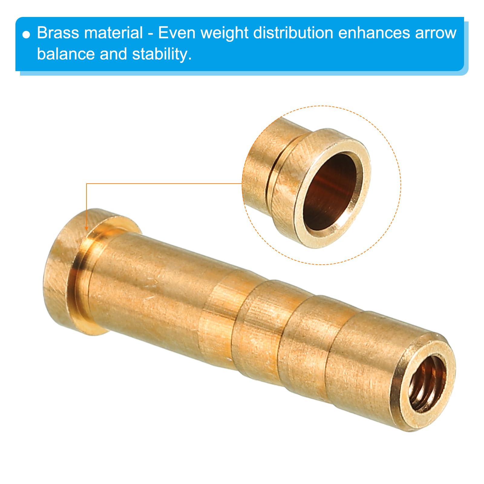 PATIKIL 38 Grain Insert en Laiton pour Flèche de Tir à l'arc, 12 Pcs Flèche en Laiton et Cuivre à Vis d'Insertion pour Flèches en Carbone de 0,244/6,2 Mm