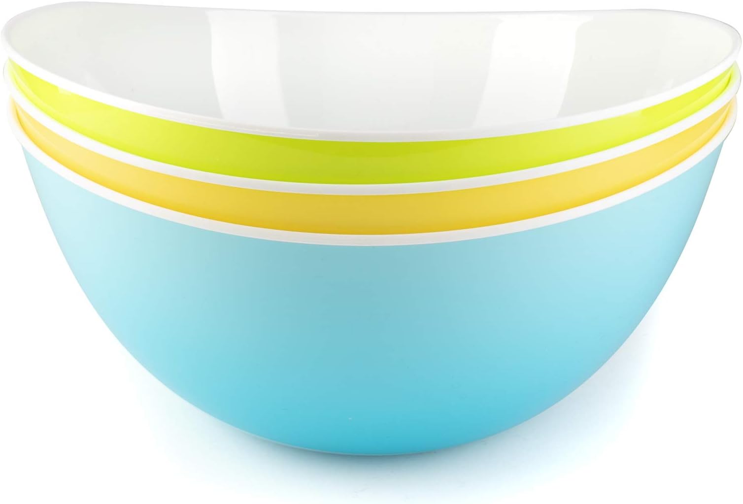 Maxi Nature Large Salad Bowl Set of 3 - Microwave, Dishwasher & Freezer Safe - Unbreakable & Lightweight Plastic Serving Bowls - Use for Ramen, Noodles, Soup, Pasta & More