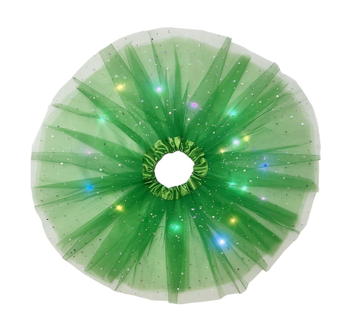 Falda tutú iluminada para mujer, con estrellas brillantes, tutú en capas, faldas de tul LED para disfraz de fiesta de Halloween