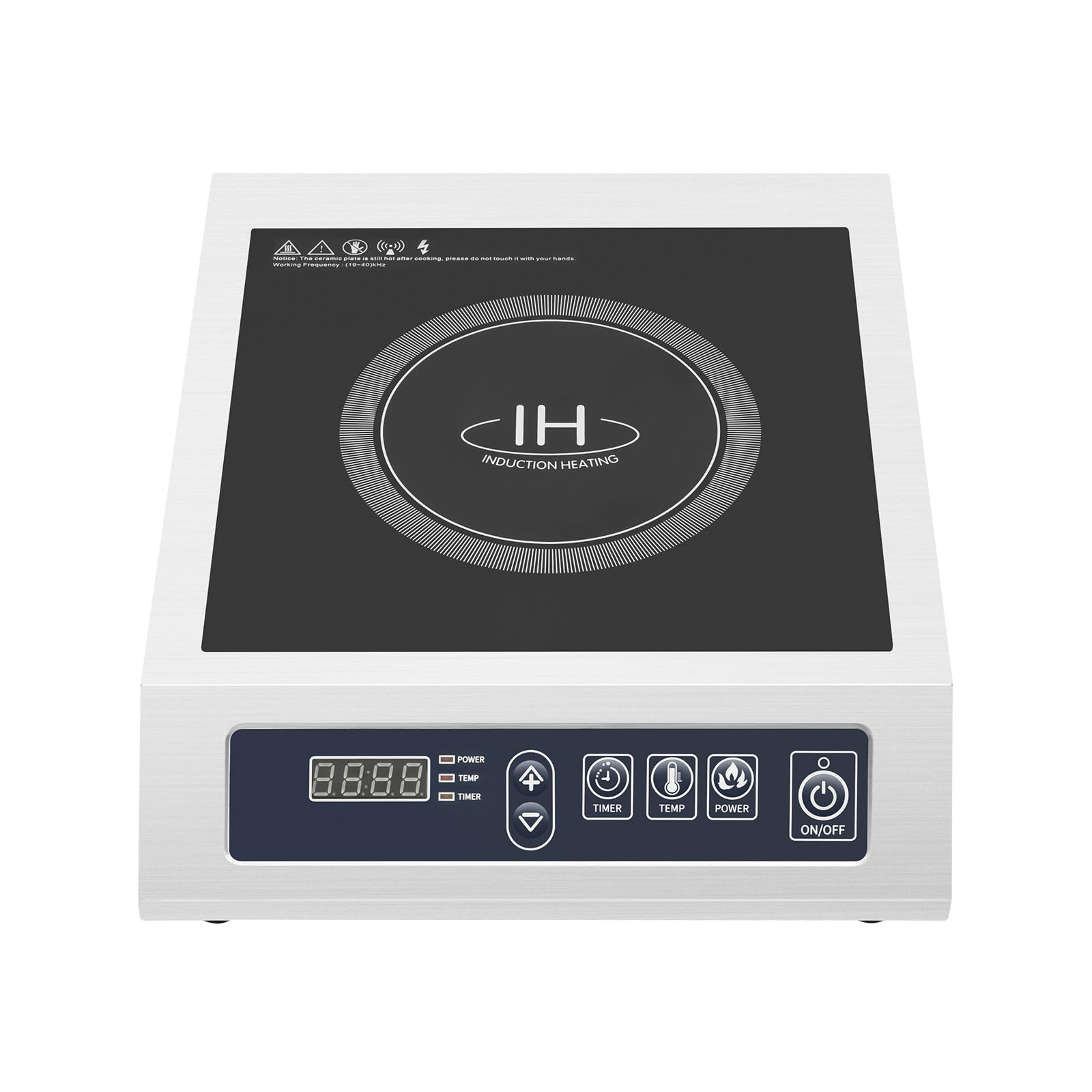400-3500W Professional Piastra a induzione, Timer 24 ore, 60-300 °C | Piastra di cottura a induzione, con bobina in rame e LED, 35,5 x 44,5 x 11 cm