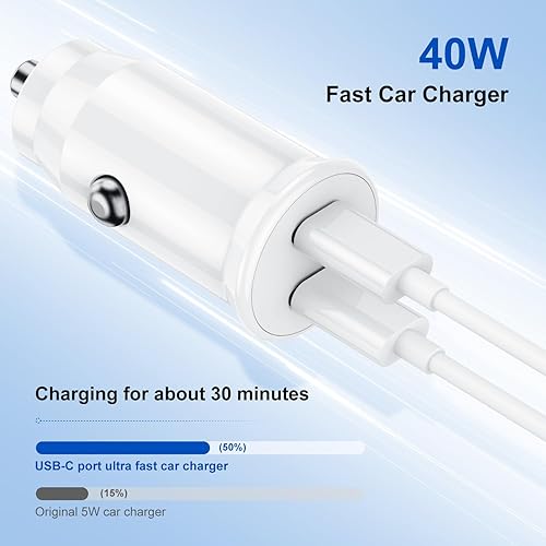 Miniatura 2 de Cargador rápido USB C para automóvil con cable tipo C para iPhone 15 Pro Max15Pro15 Plus, paquete de 2 cables de carga de 6 pies con adaptador de