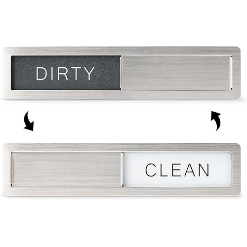 KitchenTour Dishwasher Magnet Clean Dirty Sign, Premium Stainless Steel Clean Dirty Magnet for Dishwasher Funny, Strong Magnet Non-Scratch Dishwasher Sign Kitchen Decor and Accessories