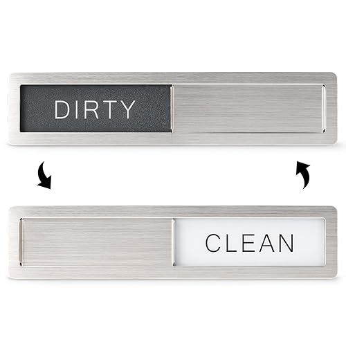 KitchenTour Dishwasher Magnet Clean Dirty Sign, Premium Stainless Steel Clean