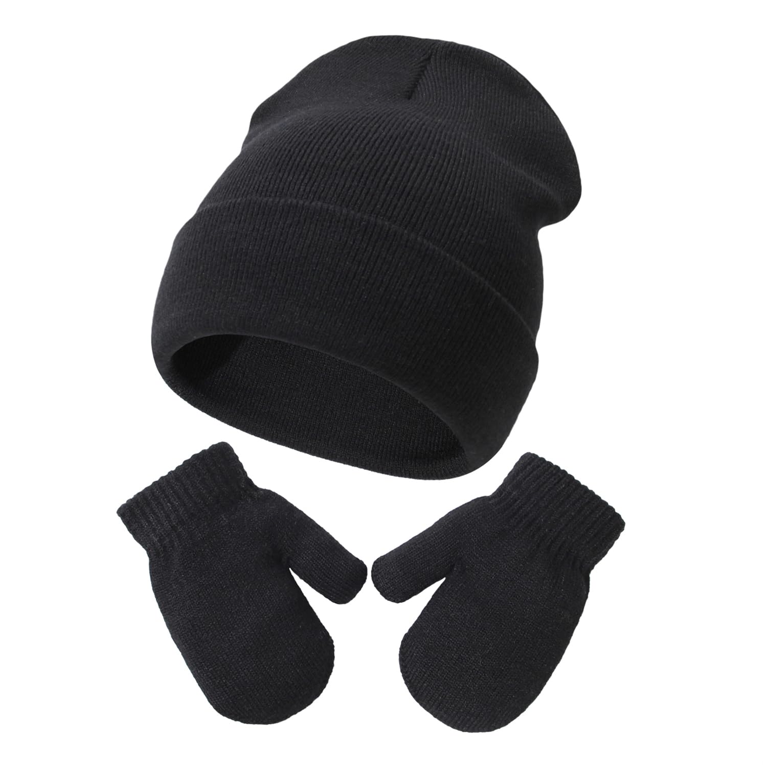 Baby Beanie Hat Gloves Set, Kids Winter Warm Knit Hat with glvoes,Toddler Soft Beanie for Little Boys Little Girls Children