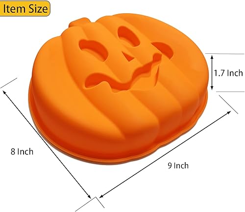 Miniatura 2 de JETKONG Molde de silicona para pastel de calabaza de 8 pulgadas, molde de pastel de calabaza en forma de calabaza 3D (naranja)