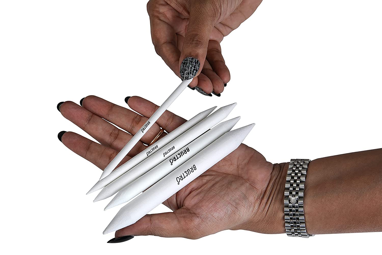 Brustro Woodless Charcoal Pencil Set of 6 (3 Soft, 2 Medium, 1 Hard) with Blending Stump Set and 2 kneadable erasers 4