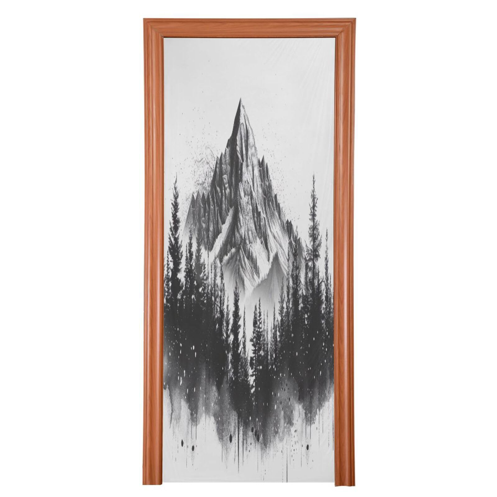 FLildon Mountain Ink Style Door Cover Decoration, Party Accessory Porch Decor for Festive Ornament Room Door Covers 32 x 79 Inch