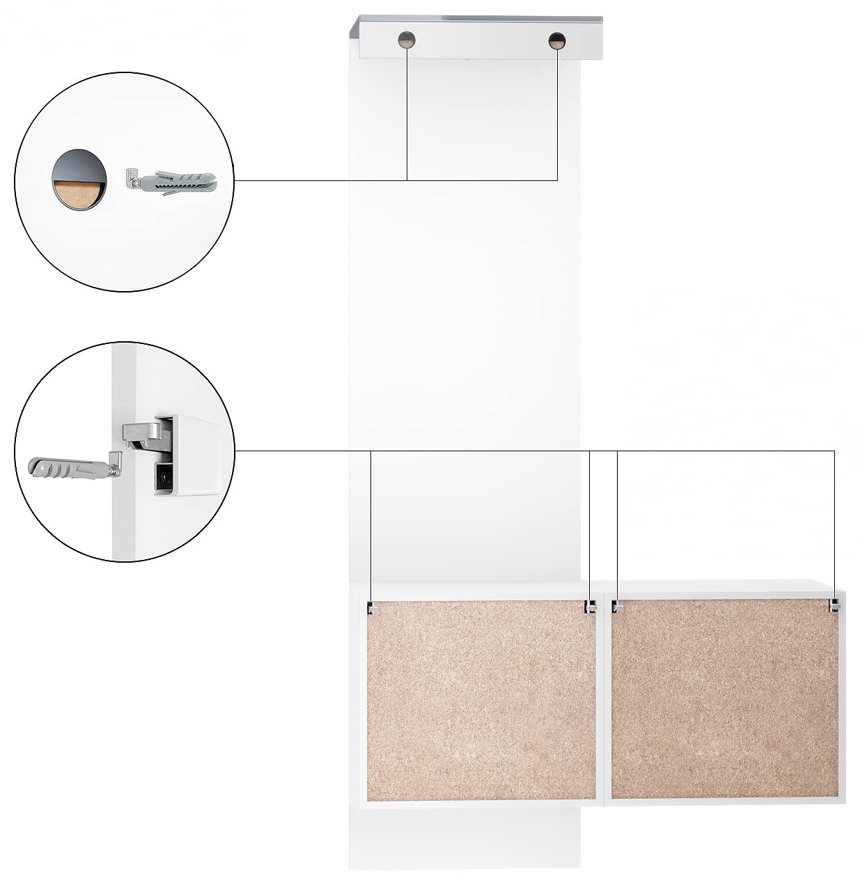 Vladon Garderobe Carlton Set 2 Weiß matt/Weiß Hochglanz 105 x 193 x 35 cm
