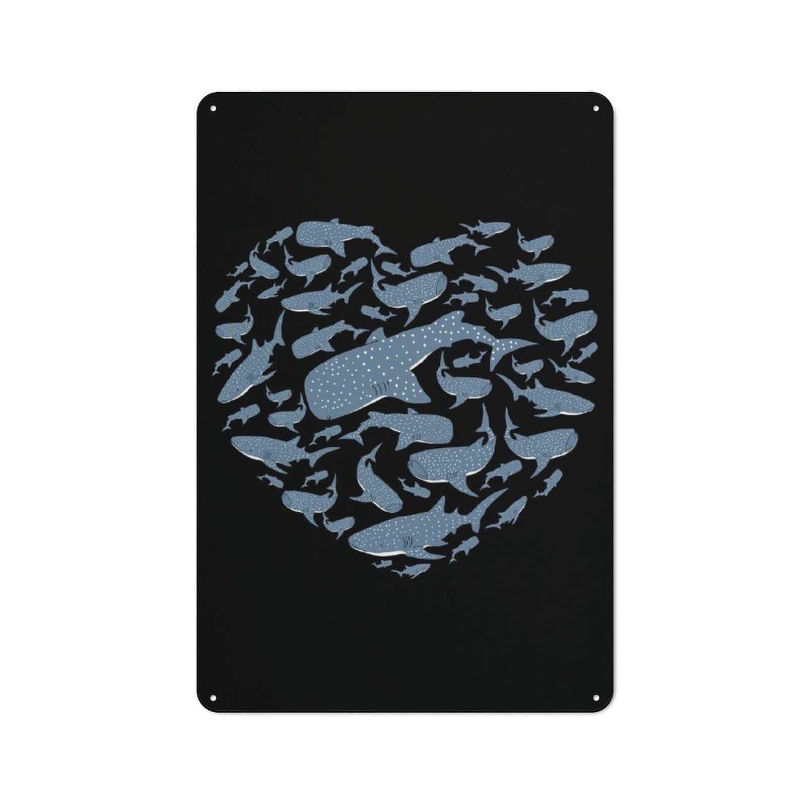 Underwater Whale Shark Metal Wall Plaque 30x20cm, Understated Creative Space Decor for Home Office, Reading Corner Or Bedroom