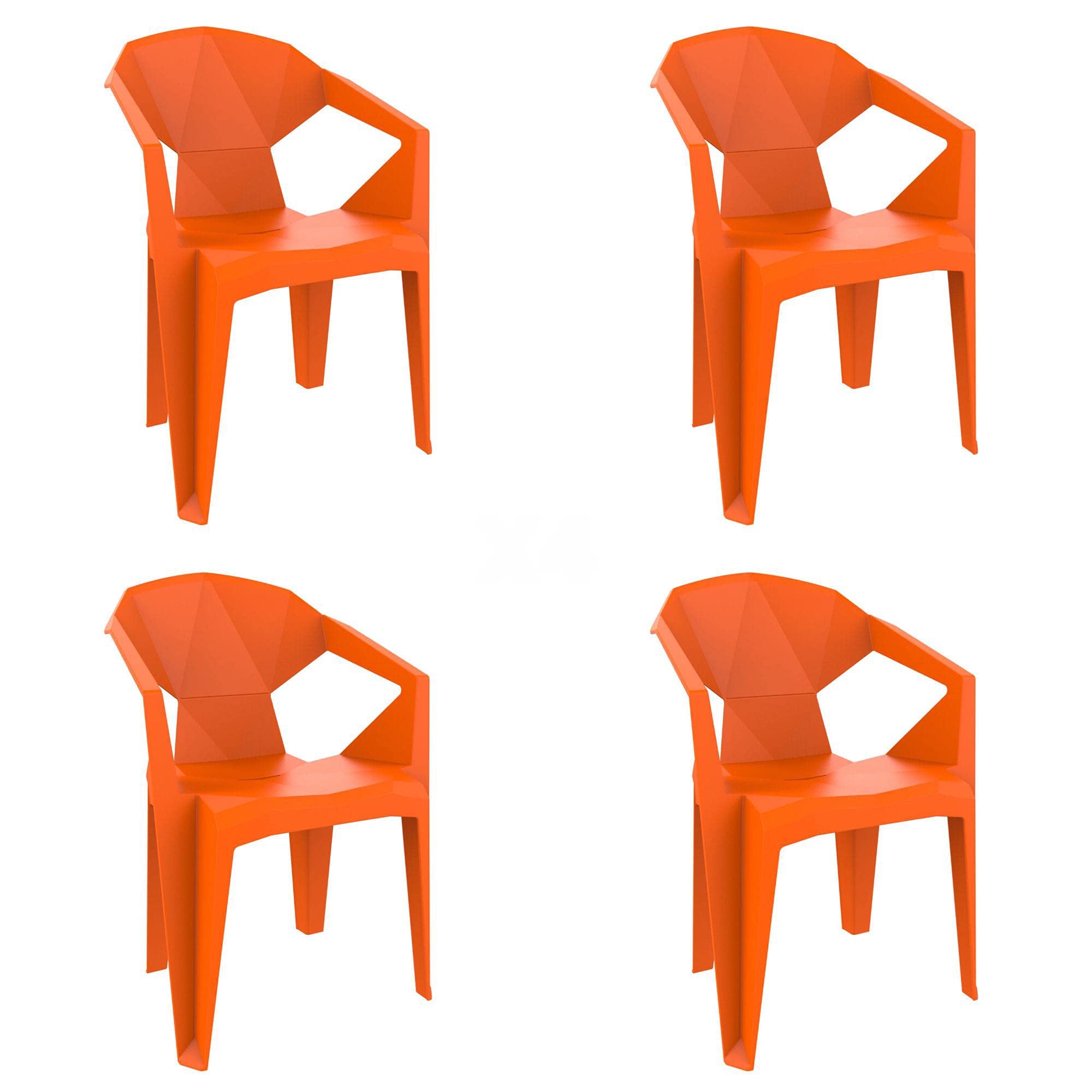garbar Delta Set 4 Silla con Brazos Exterior | jardín, terraza, balcón, Picnic, Camping, Catering, Eventos, reuniones | diseño, Ligero, apilable | Naranja