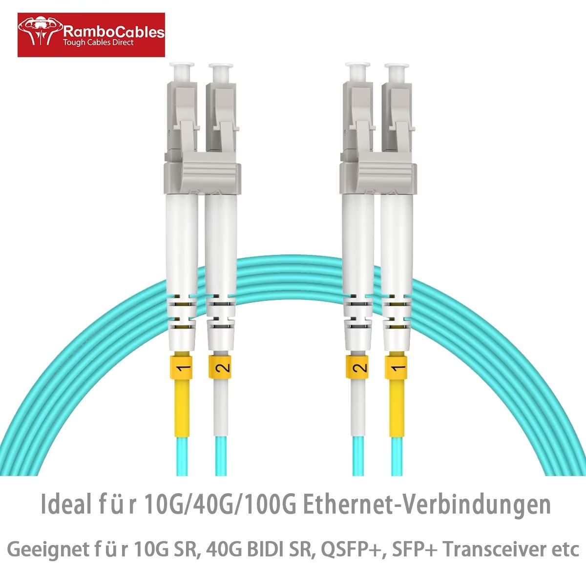 LWL Patch-Kabel OM4-60 m LC auf LC Glasfaser-Kabel Multimode Duplex LSZH - 100GBit/s 50/125µm