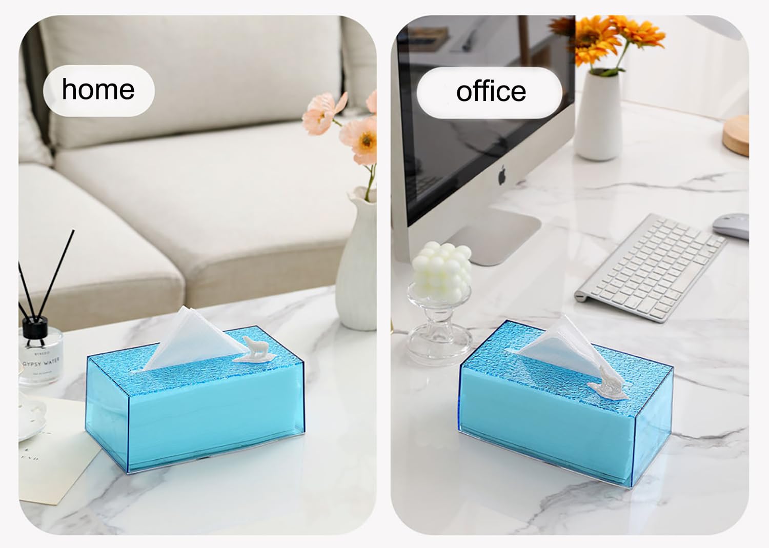 Amazon｜Moorfowl ブルークリアティッシュボックスカバー 長方形