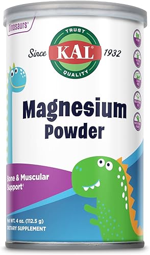KAL Polvo de magnesio, magnesio para niños, citrato de magnesio puro en polvo, desarrollo óseo saludable, soporte de función muscular y nerviosa,