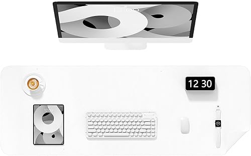 Miniatura 42 de Alfombrilla de escritorio, 60 x 35 cm, de piel sintética, antideslizante, alfombrilla grande para mouse para escritorio, impermeable, almohadilla de