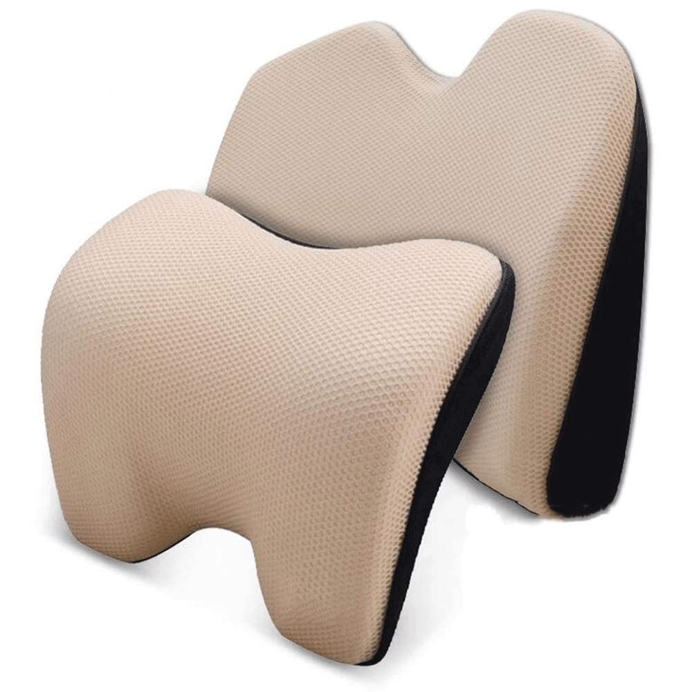 Coussin lombaire et oreiller cervical beige idéal pour le télétravail et le bureau