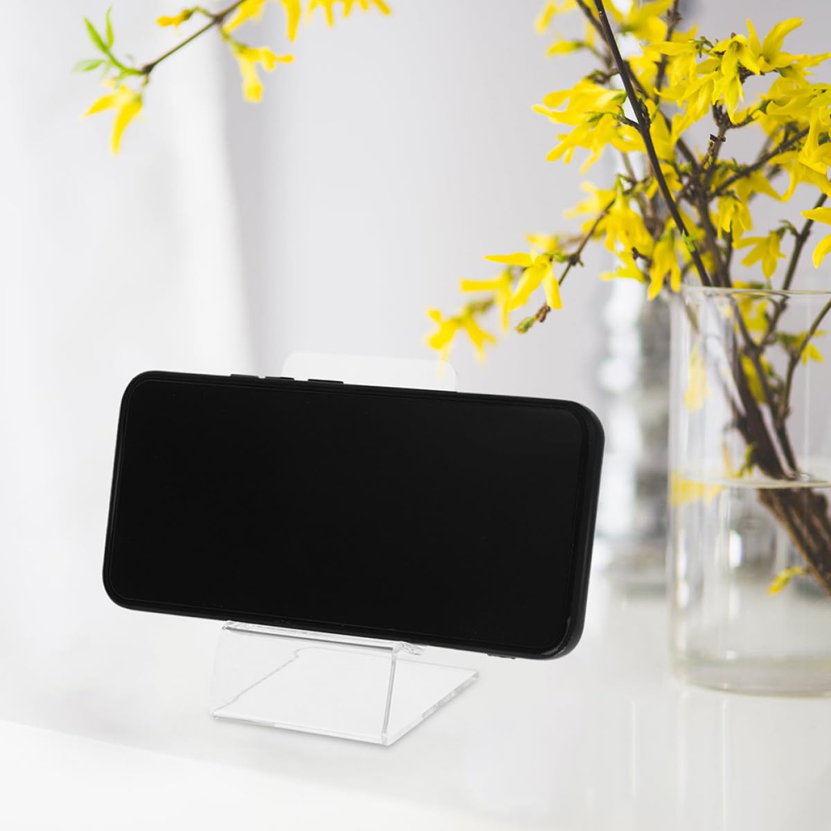 Ipetboom Soporte Transparente para Teléfono Móvil de Escritorio 15 Piezas Compacto y Compatible con Múltiples Modelos Adecuado para Oficina Dormitorio y Cocina