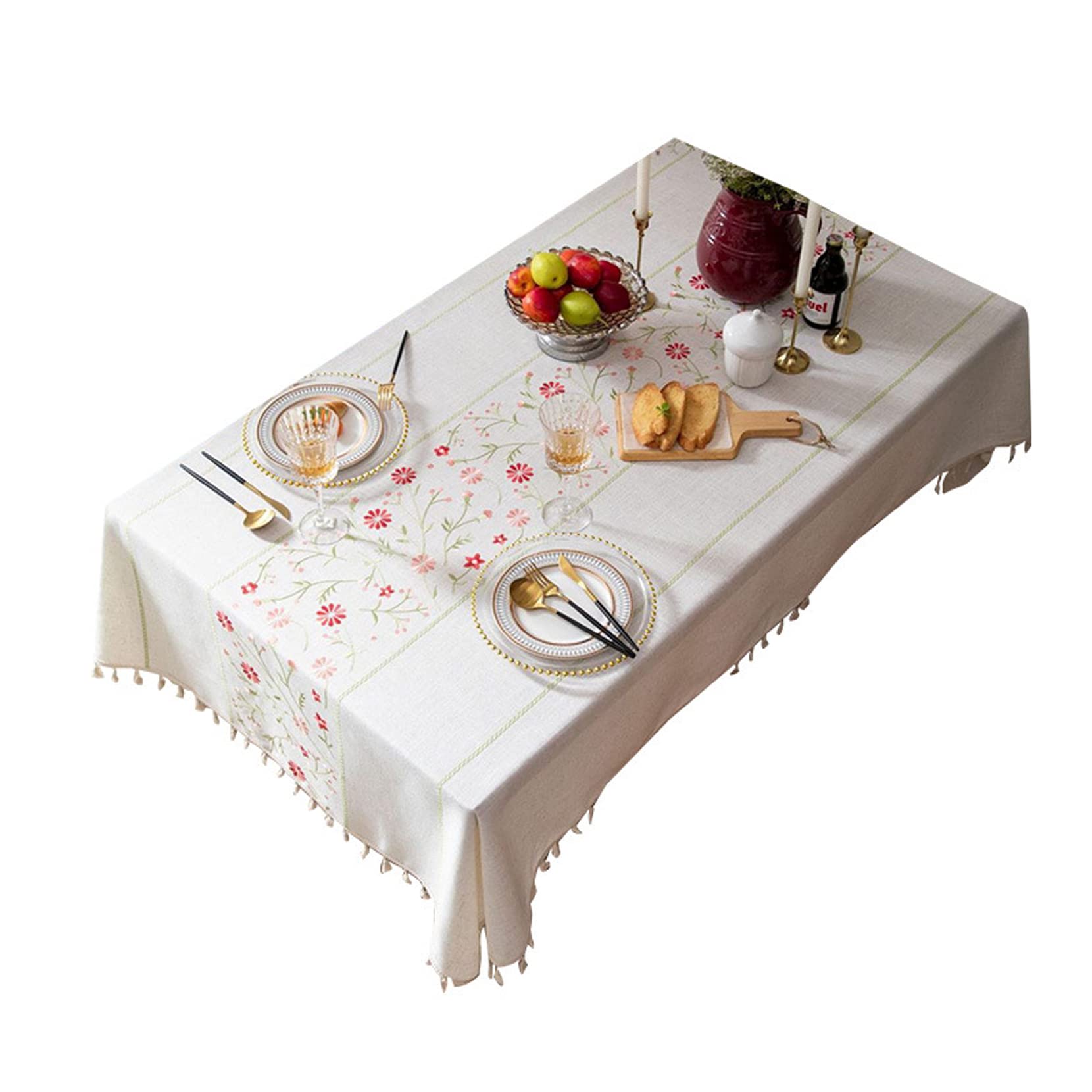 Nappe imperméable en coton et lin pour table de cuisine chic 140x240cm