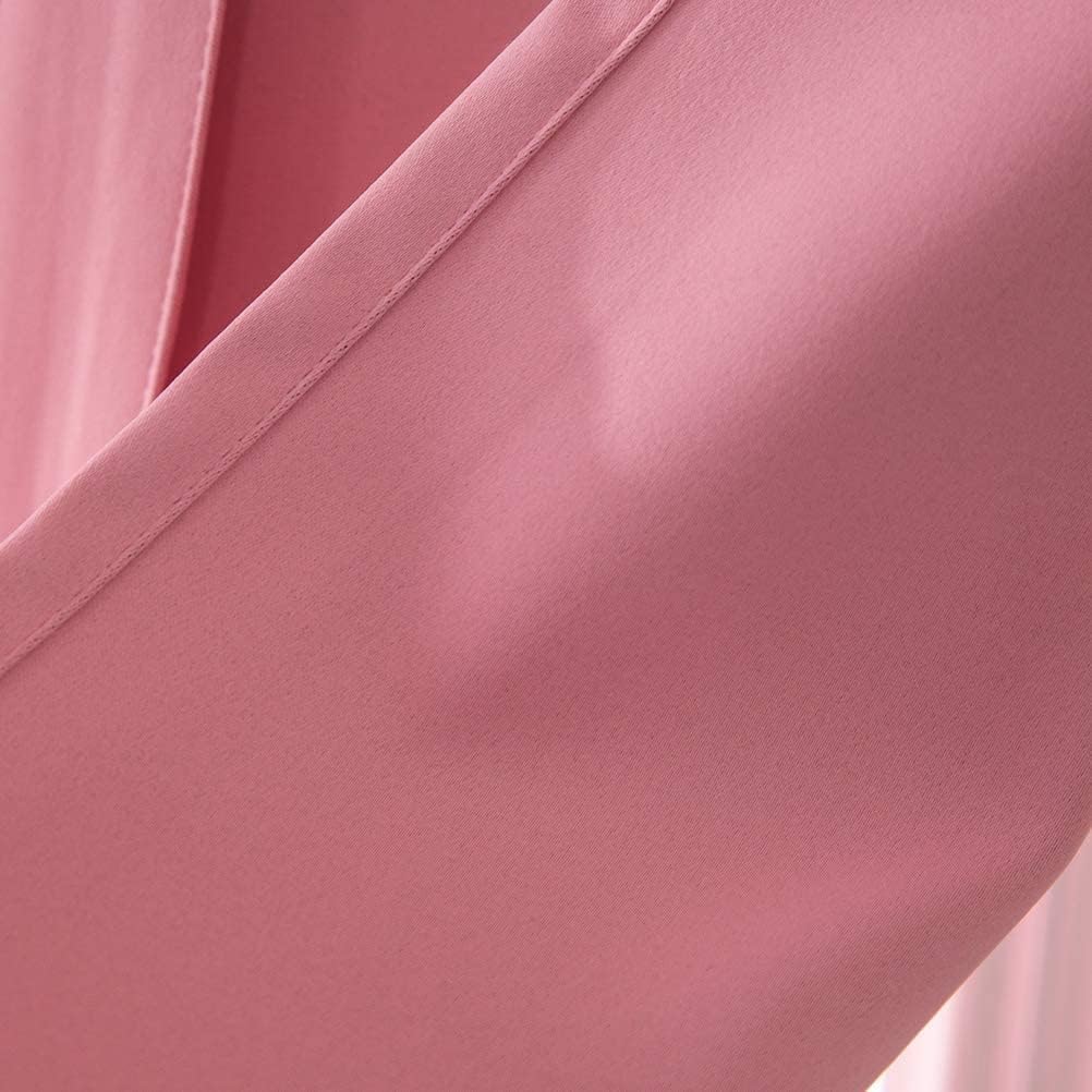 Curtain,Thermal Insulated Blackout Curtain Roomkening Tie up Shade for Small Window Rod Pocket Panel 46" W X 63"/Pink