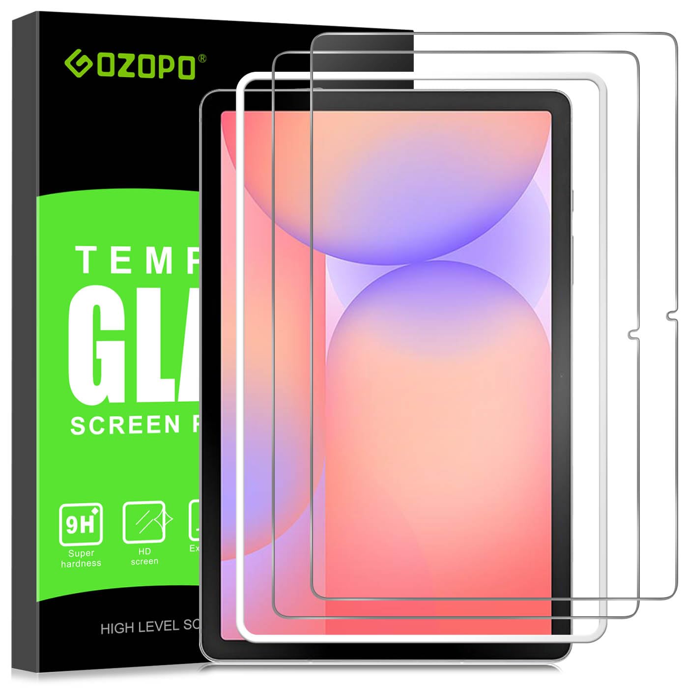 GOZOPO Screen Protector for Samsung Galaxy Tab S10 Lite / S10 FE / S9 FE 5G 10.9 inch / S9 11 inch, 9H Tempered Glass Film with Easy Installation