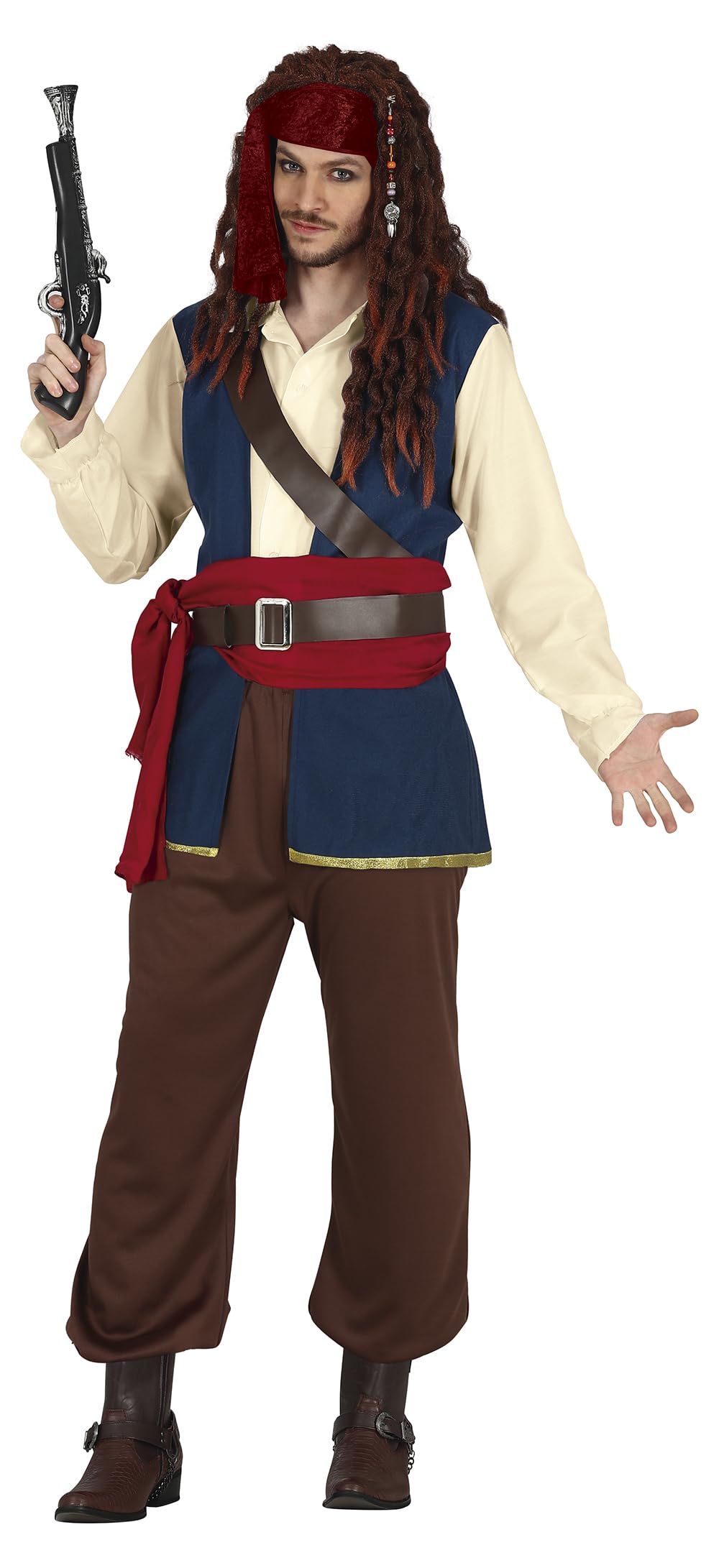 FIESTAS GUIRCA Pirate Captain Fancy Dress Costume - Hero of the Seven Seas Outfit for Men Size S