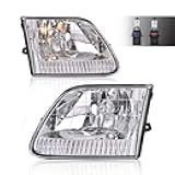 G-PLUS Headlights Assembly Compatible with Ford F150 1997-2003/ Ford F250 1997-1999/ Ford Expedition 1997-2002,Clear lens Chrome Housing Clear Reflector,Headlamp,faros delanteros