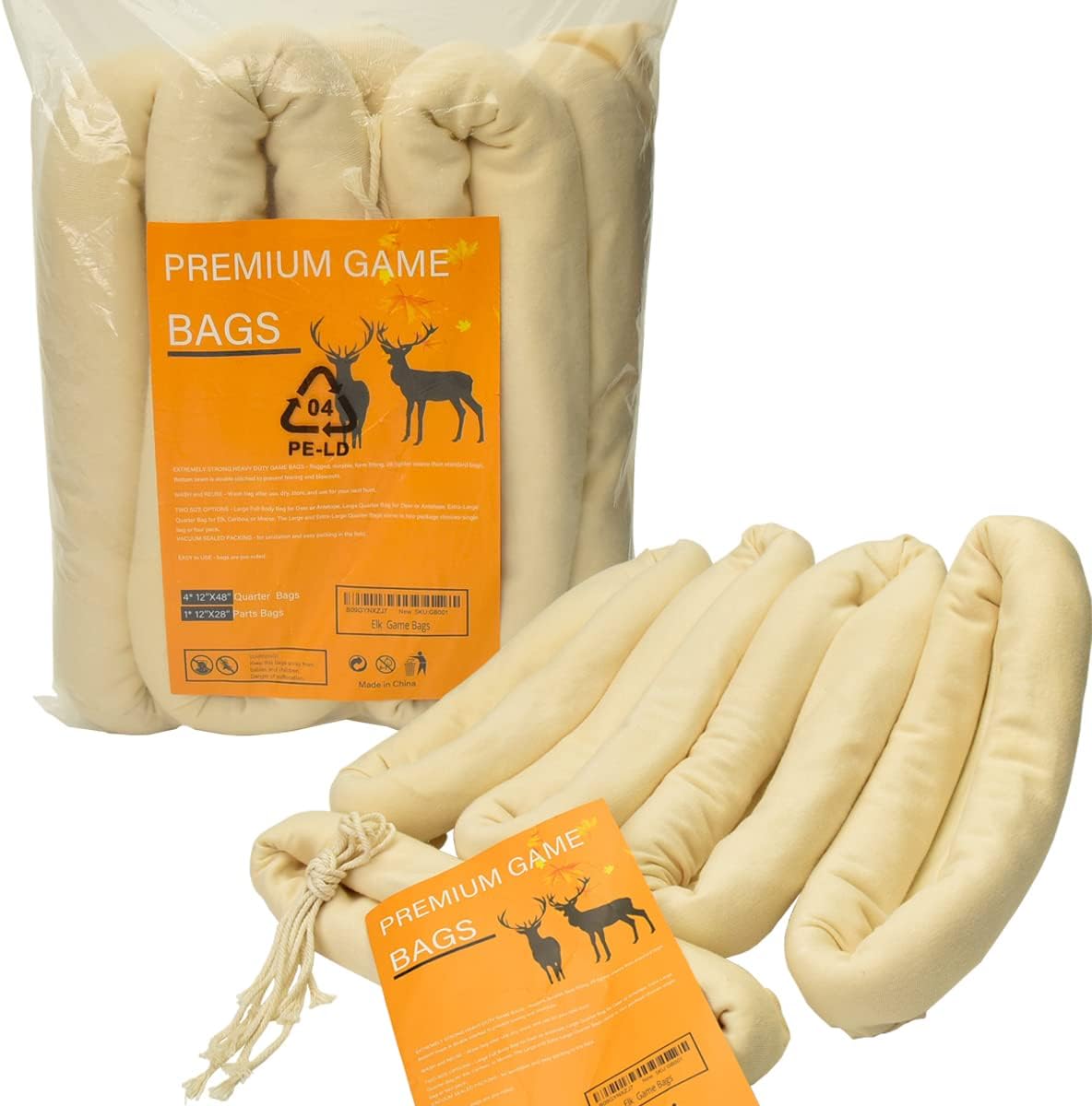 SHADESFIELD Elk Game Bags Hunting Meat, Rolled Heavy Duty Quarter Bags, Big Game Bags for Elk, Caribou, Deer, 48-Inch x4, 28-Inch x1, 5-Pack Reusable Meat Game Bags : Sports & Outdoors