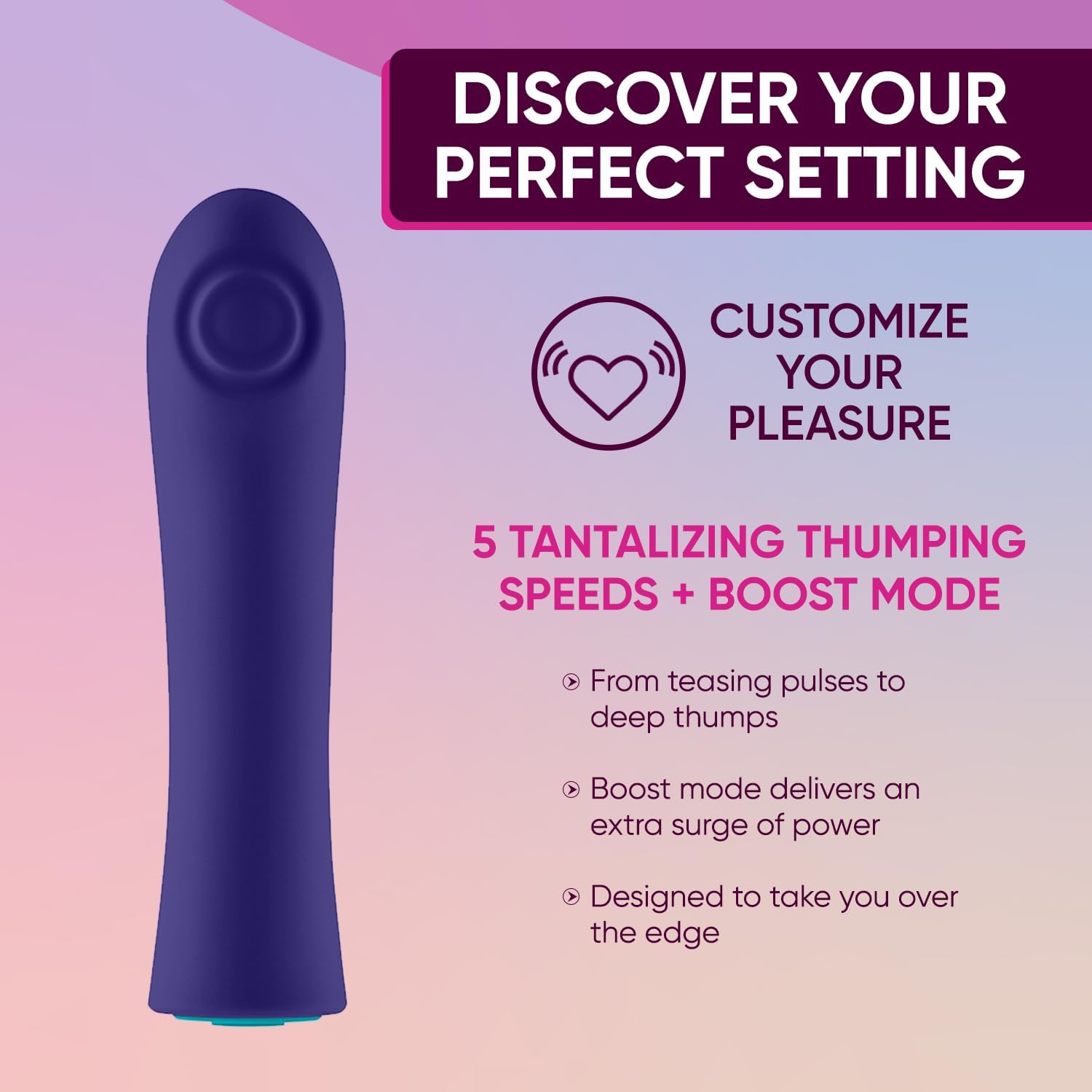 Femme Funn Hana Bullet Thumping Vibrator - Purple, Boost Mode, 5 Thumping Speeds, 100% Waterproof Toy Sex, Finger Shape Vibrator - Comfortable Real Feel Womens Sex Toys