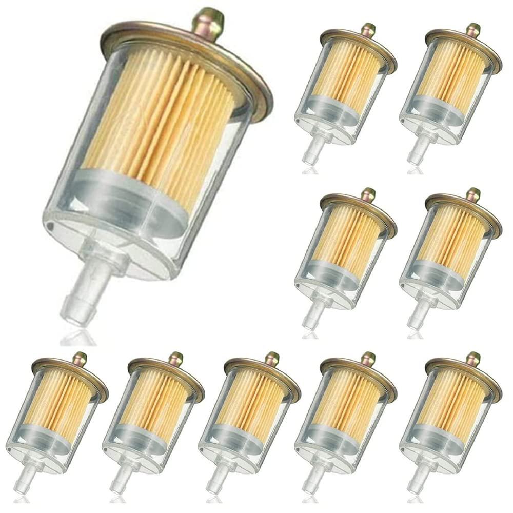 JahyShow10 Pack 3/8" Universal Fuel Filters Industrial Tractors Cars Trucks Motorcycles gas powered engine Inline Gas Fuel Line
