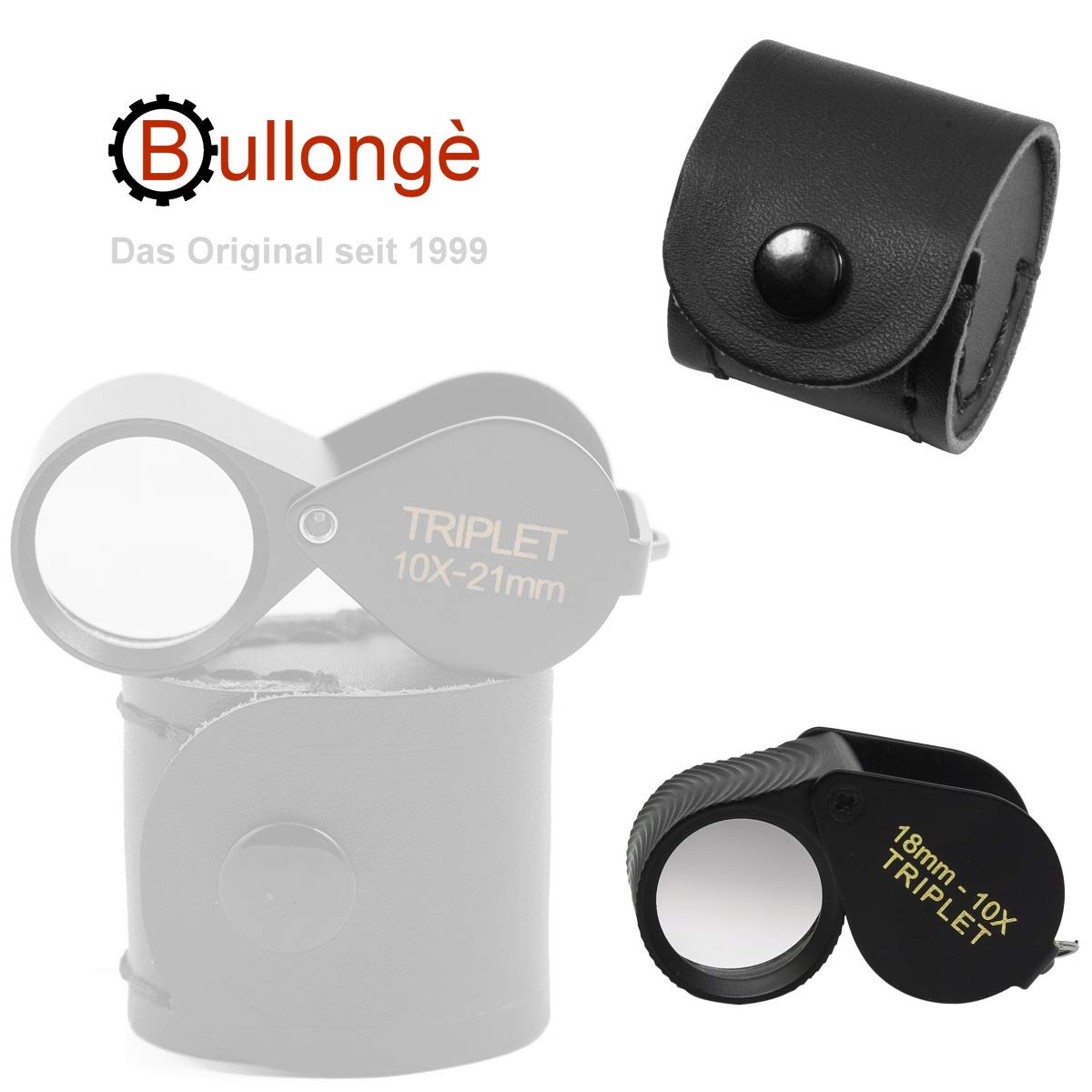 Loupe pliante BULLONGÈ STUN-BLACK loupe triplet 18mm 10x